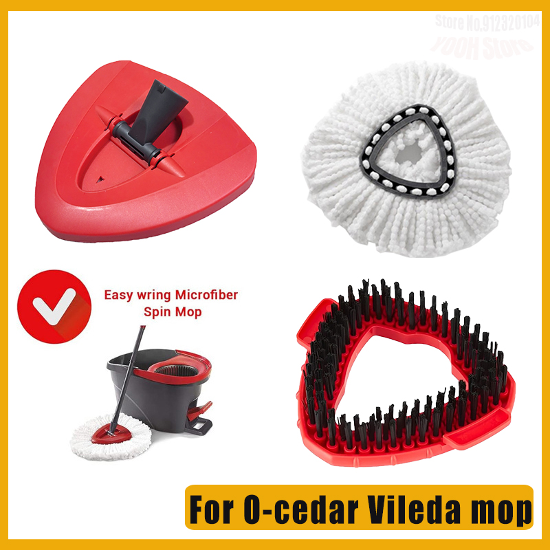 For O-cedar and Vileda EasyWring 1 Tank System Washable Mop Pad Triangle Rotating Mop Head Base Scrub Mop Brush Head Accessories