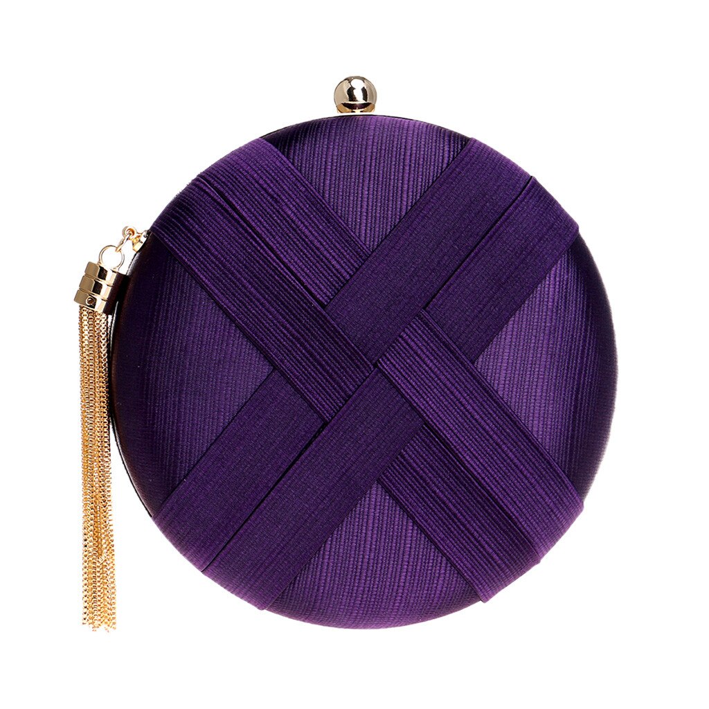 OCARDIAN – sac à main avec pompon en métal pour femme, pochette de jour avec chaîne, à bandoulière, pochette pour téléphone de soirée, 6J19: Purple 