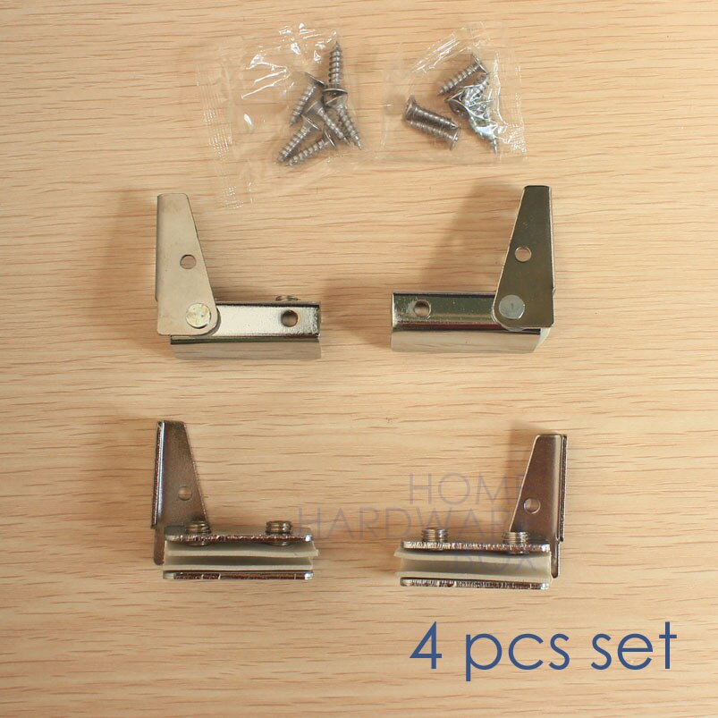 4 pc set recess mount cabinet double glass door pivot hinge chrome