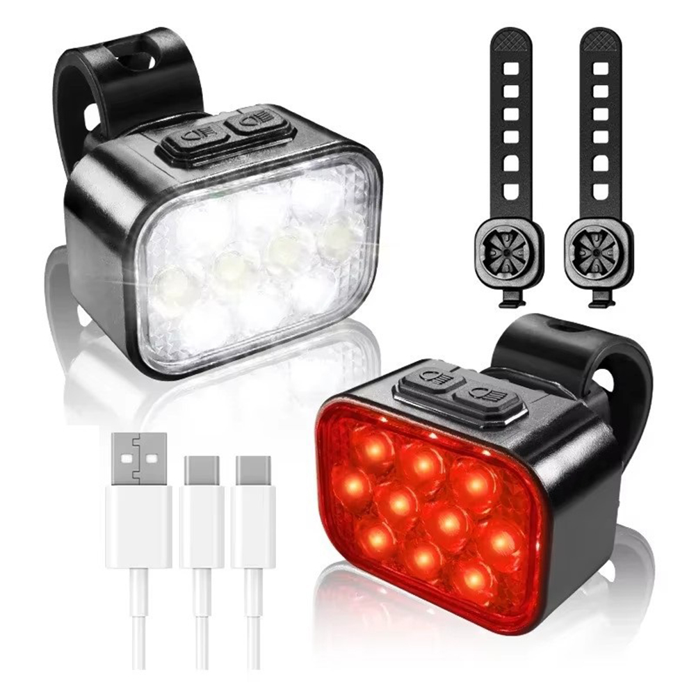 Led-sykkelstyrelommelykt usb-oppladbar sykkelfrontlykt vanntett sikkerhetsadvarsel baklys sykkel bak nattlys: Rød