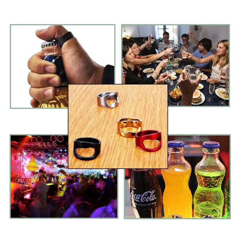 Creatieve Draagbare Ring Flesopener Fun Novelty Drinken Bier Vinger Gadget Kousvuller