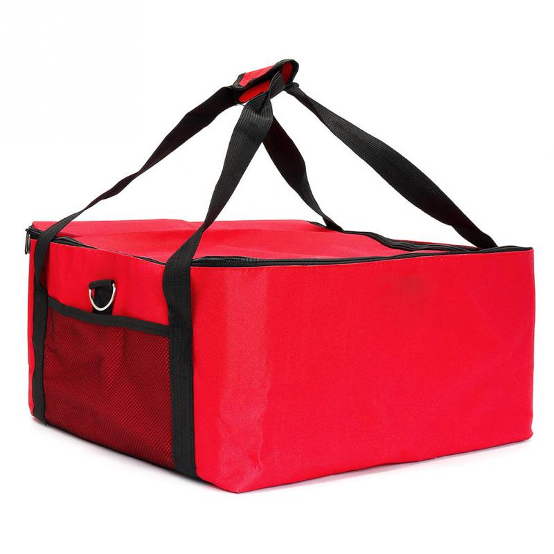 16 Inch Portable Red Strength Thermal Pizza Bag Holder Container Box Easy Use Oxford Cloth Fresh Food Insulated Storage