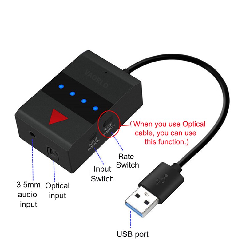 VAORLO 3-IN-1 Bluetooth Audio Transmitter USB 3.5MM AUX Optical Fiber SPDIF Stereo Music Wireless Adapter For TV PC PS4 XBOX BT