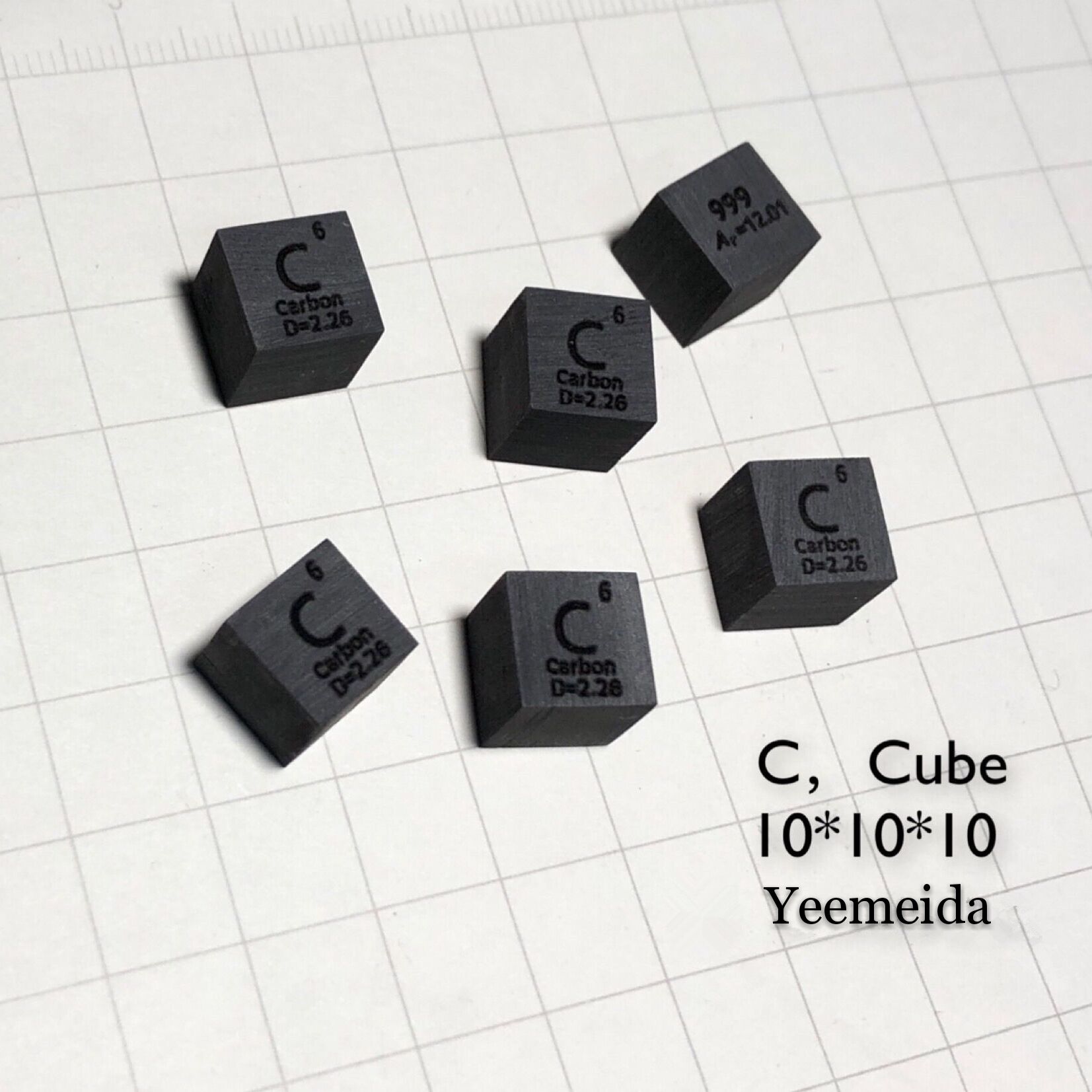 Element Cube Set 10mm Metal Density Cubes for Daily Metals Periodic Table Collection Iron Copper Lead Nickel Titanium Mg C: 1PCS Carbon-C