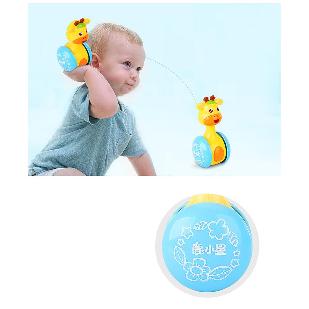 Cartoon Giraffe Tumbler Toy Giraffe Educational Toys Roly-poly Toy Shaking Bell for Vision Hearing Tactility Crawl Reach Ability