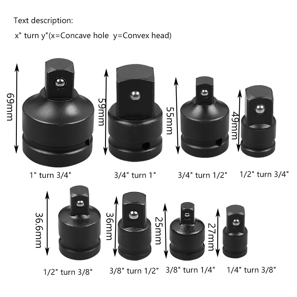 1 st 1/2 3/4 3/8 universal pneumatisk adapter omvandlare uttag adapter fogar spärr elektrisk slagnyckel luft