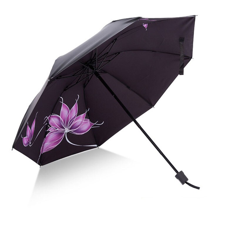 Yada lila lotusblommor paraply för kvinnor hopfällbara prinsess paraplyer blommigt vattentätt paraply parasoll parapluie  ys200039: Ys200039 mt 11