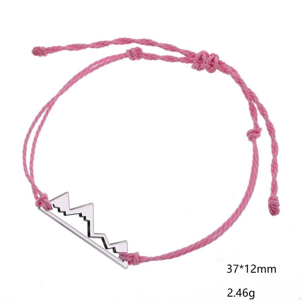 Skyrim romântico montanha aventura caminhadas charme pulseira mão-tecido corda corrente cabo para os amantes do viajante ao ar livre jóias presente: Pink