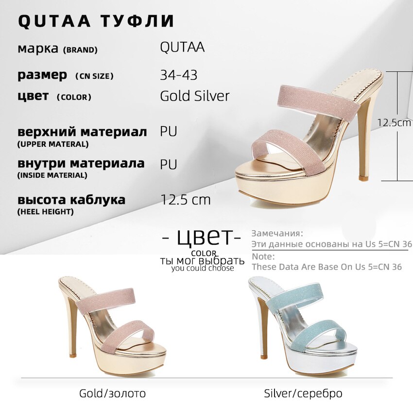 Qutaa platform slingback zomer dames pumps open teen pu leren sandalen dunne hak instappers damesschoenen maat 34-43