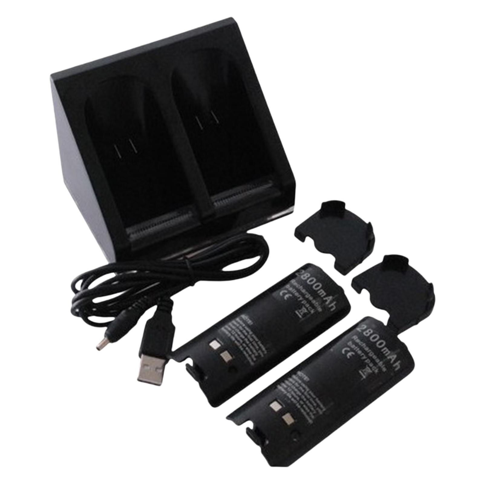 2 in 1 2 Port Charging Dock 2800mAh Batteries Rechargeable Charge Station for Wii Remote Controller Gamepad Game Accessories