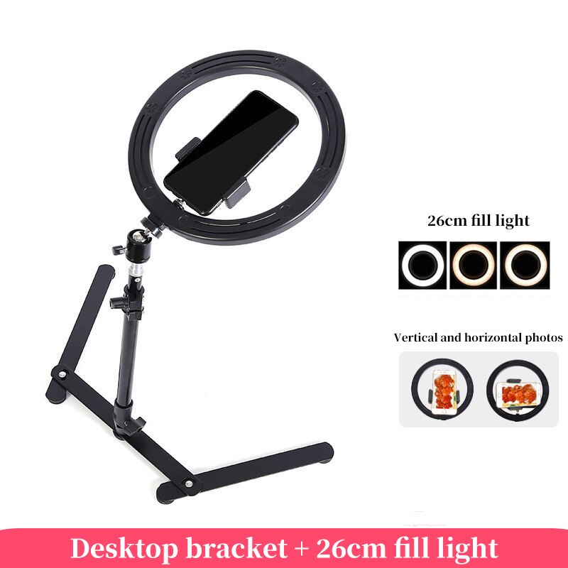 Fotografie Verlichting Vullen Ring Licht Lamp Telefoon Ringlicht Statief Stand Foto Led Selfie Met Bluetooth: 26cm set-1