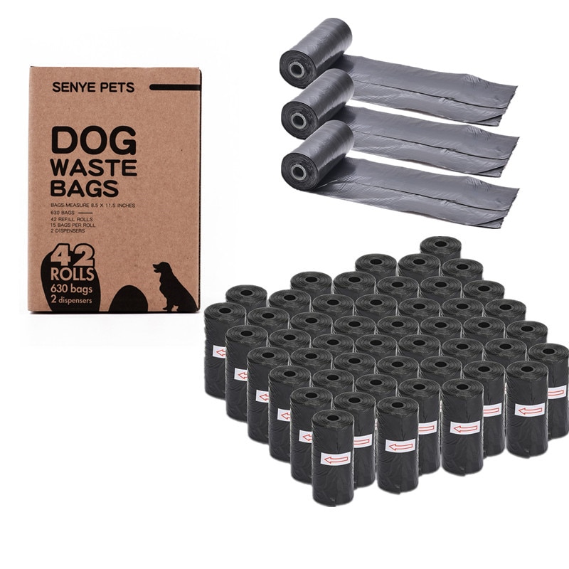 42 ruller hundepokposer sorte affaldsposer til hundekat udendørs rengøringsmateriel til hjemmet