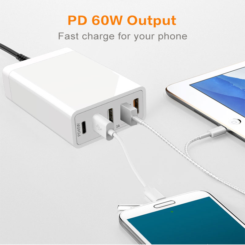 Usb C Pd Wall Charger 60 W Power Levering 5-Poort Met QC3.0 Usb Wall Charger Voor Iphone Ipad galaxy Lg Htc Usb Laadstation