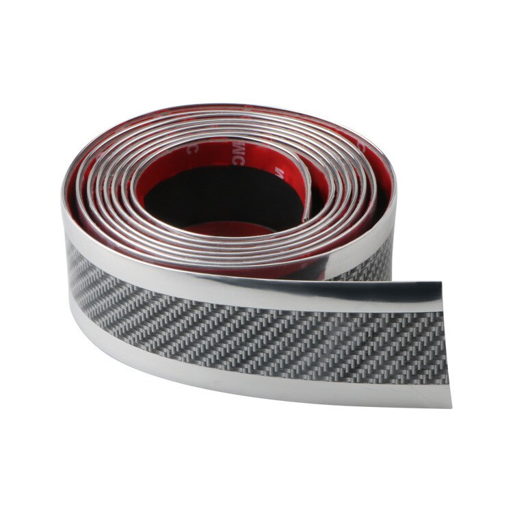 Auto Drempel Bescherming Adhesive Strip Koolstofvezel Auto Drempel Kras Bescherming Bumper Sticker Auto Styling Decoratie: Carbon fiber silver