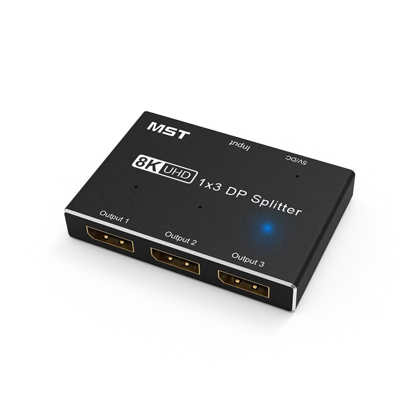 DisplayPort Splitter 1 in 3 Out 8K@30Hz 4K@144Hz DP 1.4 Switch Splitter MST SST Triple Adapter Hub for DisplayPort 1x3 Port: Default Title
