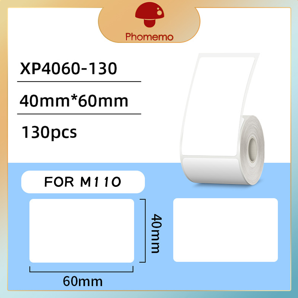 Phomemo M110 Printer Self-Adhesive Label Paper Square Round White Transparent Color Labels for M200 M120 Label Maker Sticker: BK