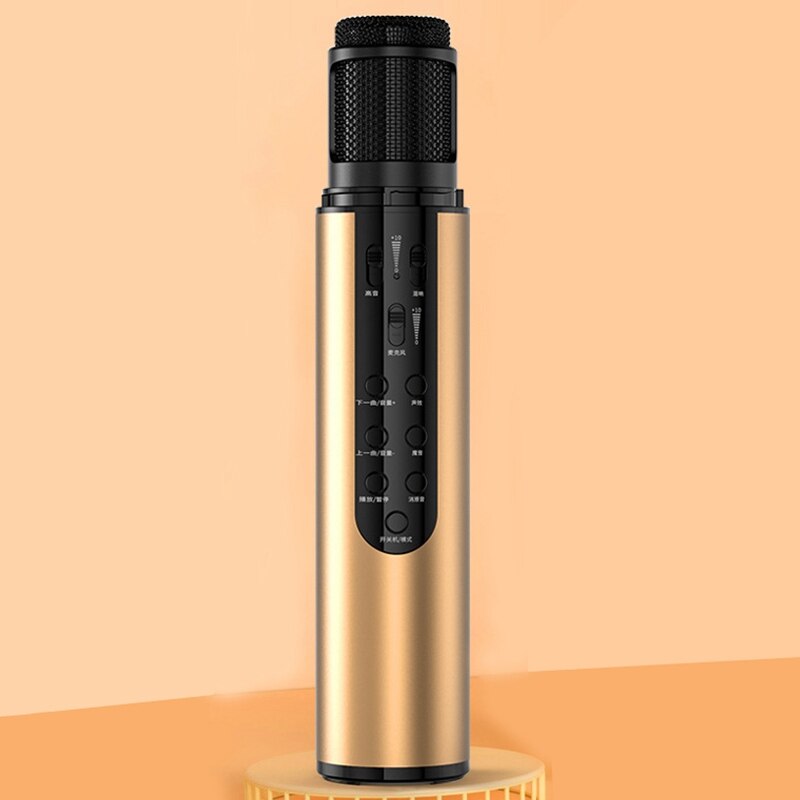 Wireless Microphone Mobile Phone Sound Card Live Dynamic Coil Sound Change o Microphone Integrated Microphone Golden