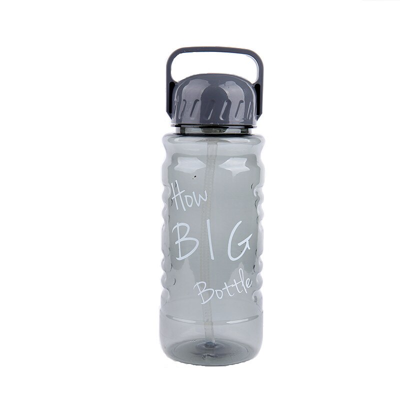 Bpa-fri 1500ml/2000ml bärbara sugrör sport utomhus vattenflaska stor kapacitet resecamping vattenkokare med tesil handtag: 2000ml / Grå