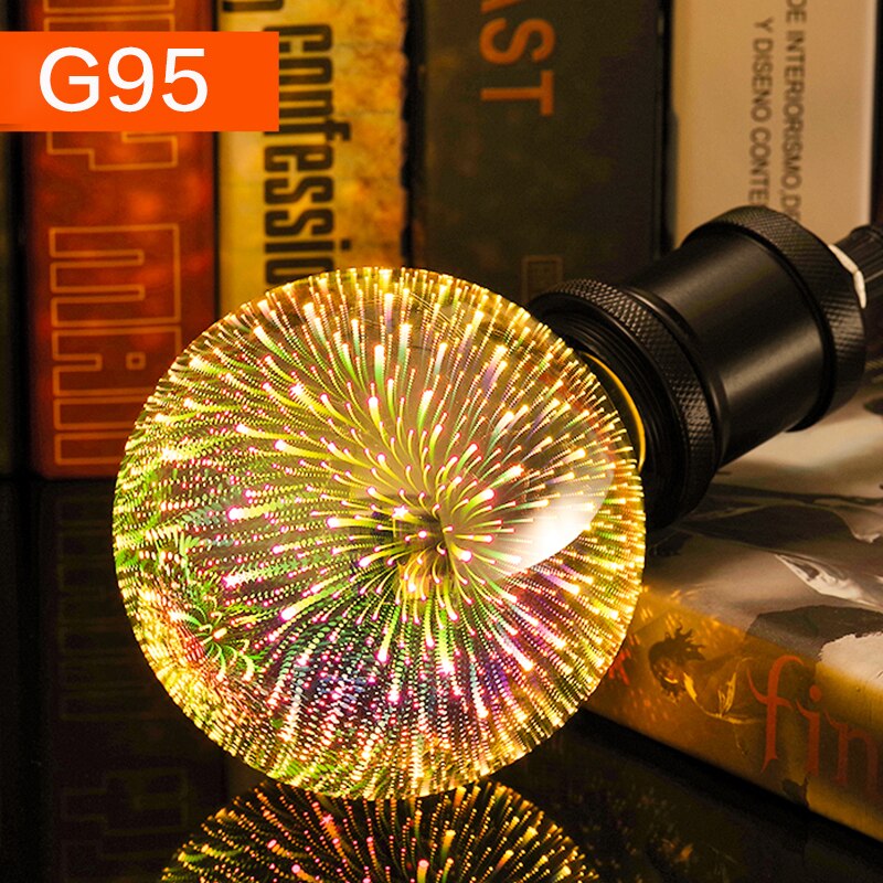 Led Lamp E27 Retro 3D Decoratie Led Lamp 220 V 110 V A60 ST64 G80 G95 G125 Vuurwerk Lichten Verlichting Gloeilamp: G95