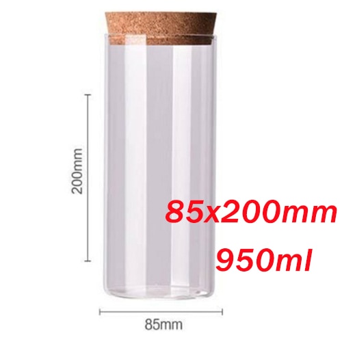 9 storlekar glasburk med lock kork kolumn lufttät burk förvaringsflaskor burkar korn teblad kaffebönor godis matburk: 85 x 200mm 900ml