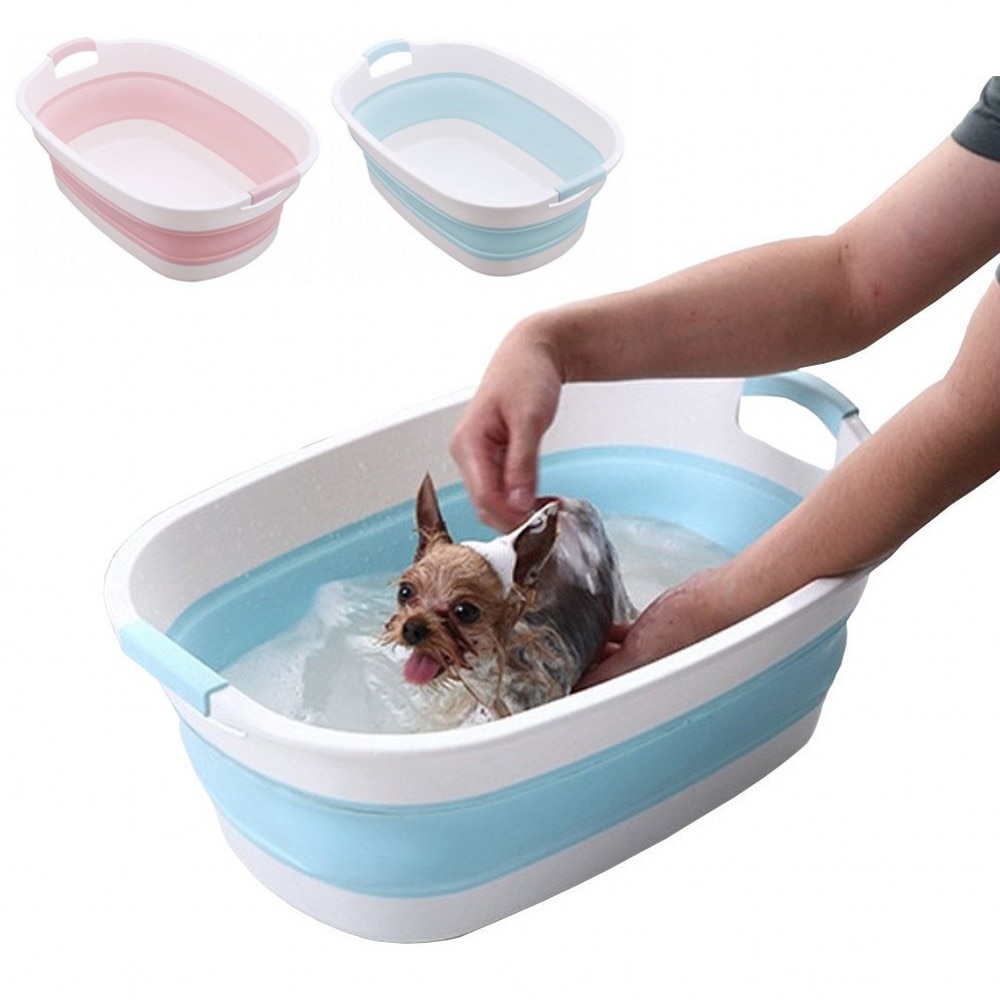 Bañera plegable portátil de silicona para mascotas, cachorros y gatos, bañeras de baño multifunción gruesas y pequeñas para perros, limpiador de bañeras, suministros