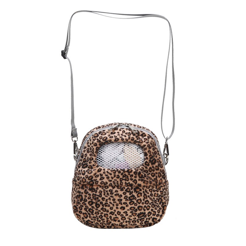 Lærred hamster bur leopard print hamster taske udendørs gå blødt mesh lille dyr slynge taske hamster bærer: Default Title