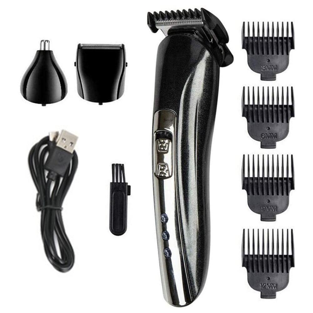 3 i 1 elektrisk hårklipper sæt skæg barbermaskine genopladeligt trådløst hår trimmere haircut grooming kit til mænd kvinder børn: Usb-type