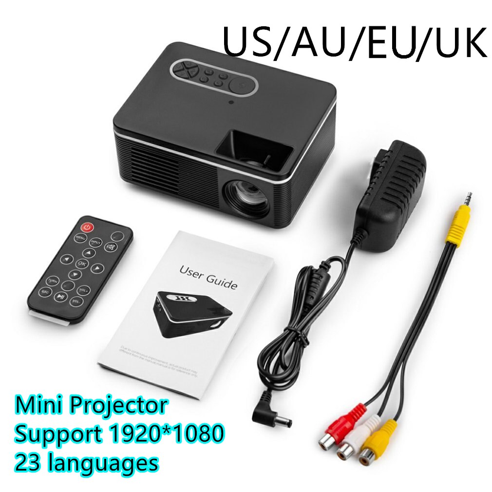 S361 Home Mini Portable Pocket Projector HD 1080P Movie Video Home Theater HDMI VGA AV tt Home Projector Without Battery