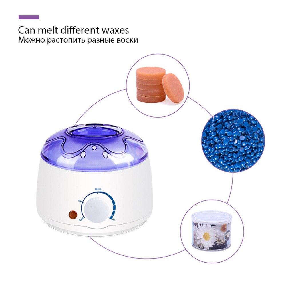 Máquina de depilación cera eléctrica calentador de cera SPA con 2 uds. De granos de cera y 20 piezas Uds. Depiladora de palos de madera UK/US/AU/EU Plug