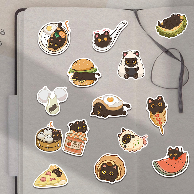 50 STKS Leuke Zwarte Kat Stickers Grappige Cartoon Kat Meme Decals Pack Waterdicht Vinyl Sticker voor Scrapbooking Skateboard Journaling