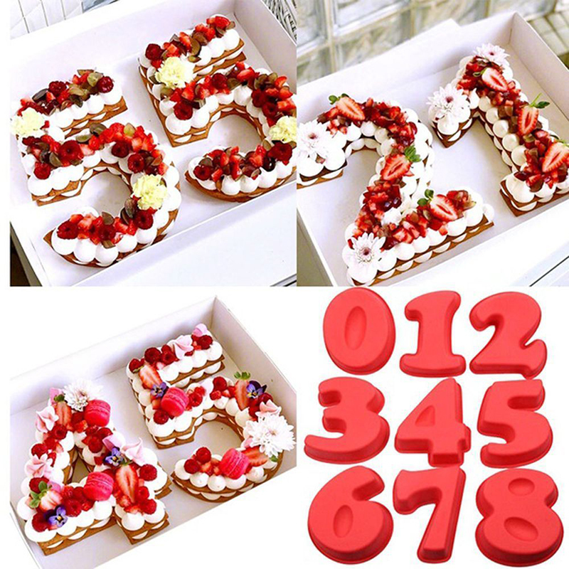 Moule à Dessert en Silicone avec chiffres, forme de gâteau, outil de décoration pour mariage, anniversaire, fait à la main
