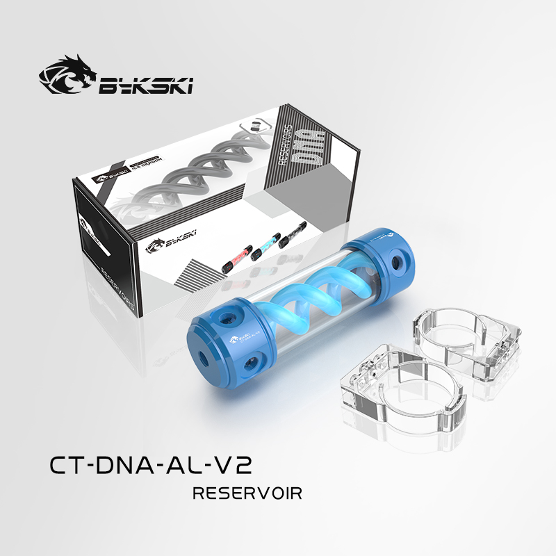 Bykski DNA Cylindrical Reservoir Aluminum PC Water Cooling, T Virus Spiral Water Tank RGB 12V/5V, 190/260mm 56mm, CT-DNA-AL-V2