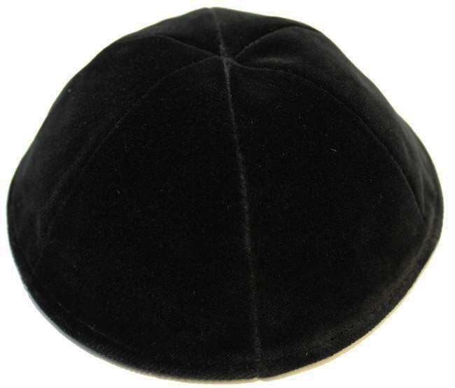 BLACK VELVET JEWISH KIPPAH YARMULKE KIPPOT 6 PANEL RIMLESS OR WITH NO RIM