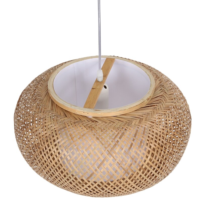 ! bambus lampeskærm, vedhæng loftskærm, diy kurv rotting lampeskærme væver hængende lys (indeholder ikke pærer)