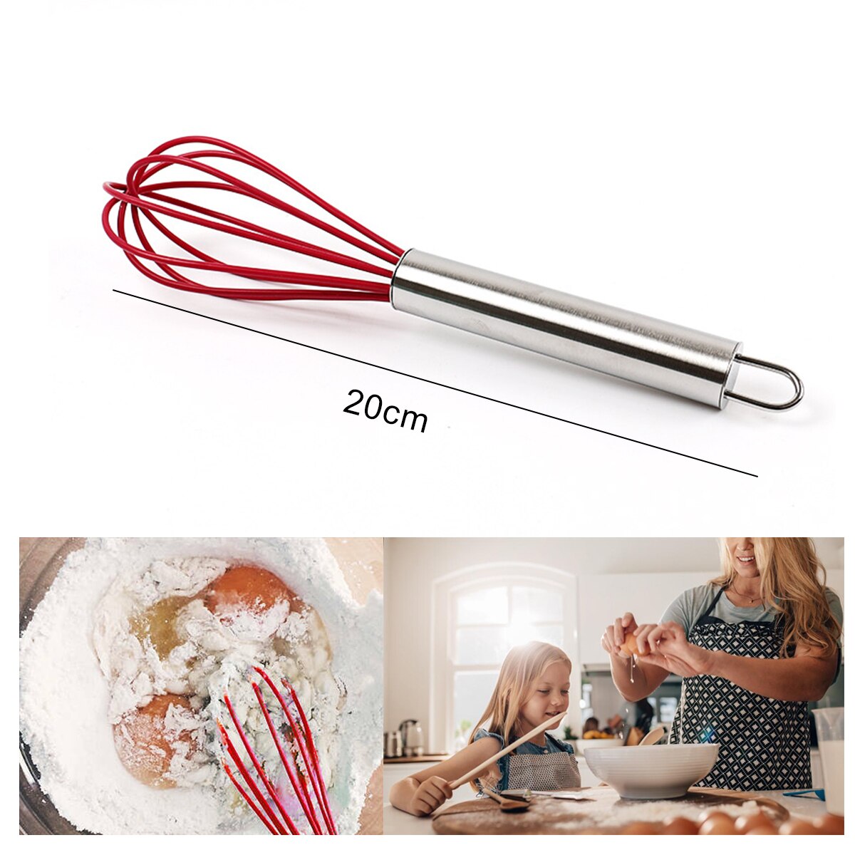 Mini batidor de silicona multifuncional rotatorio batidor Manual para huevos, herramienta para hornear de acero inoxidable, agitador de huevos, utensilios de cocina