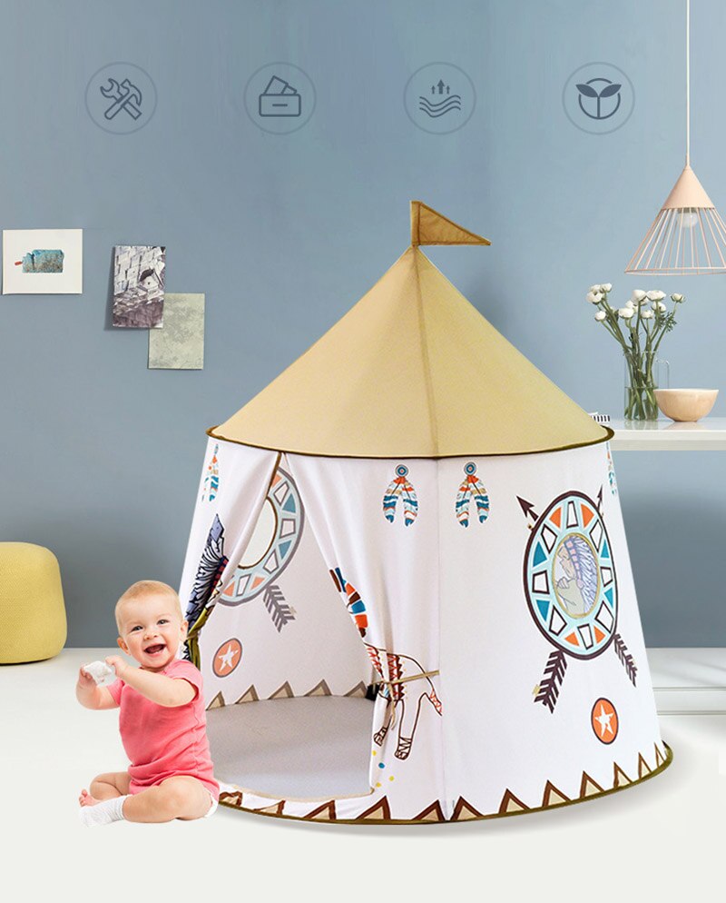 Lille løveborg indisk telt indendørs og udendørs babylegetøj børnetelt spilhus til baby