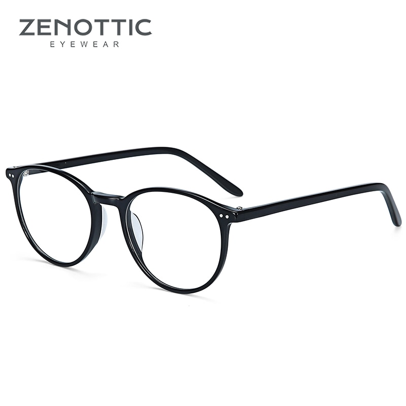 ZENOTTIC Vintage Transparent Acetate Glasses Frame Women Optical Myopia Clear Anti Blue Light Glasses Lens Computer Eyeglasses
