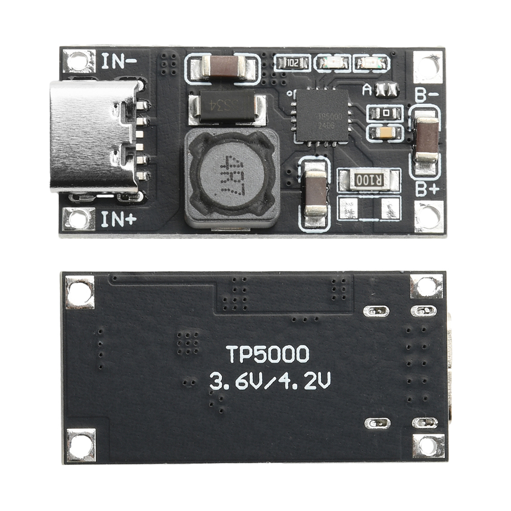Módulo de cargador de placa de carga de batería de litio DC 4,5-9V TP5000 tipo C 1A 4,2 V/3,6 V placa de módulo de potencia de gestión de carga tipo C
