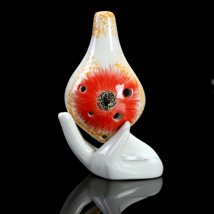6 otworów Ocarina alt C tonu porcelany flet instrument muzyczny ręcznie malowane wzór ornament dekoracji prezent