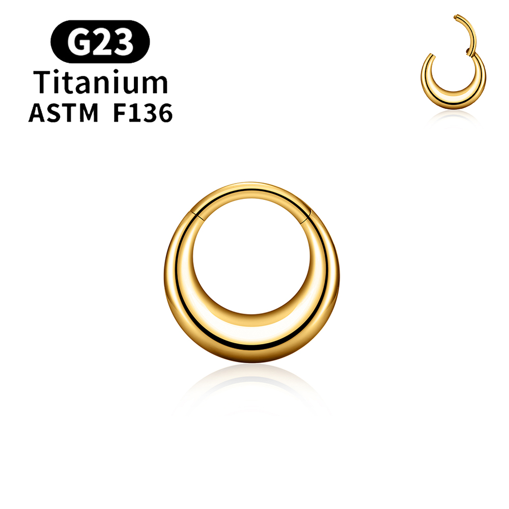 G23 espejo de titanio Luna gota de agua anillo de nariz tabique Piercing Clicker 16G segmento cartílago del trago Daith aro pendientes joyería: Negro / Color dorado