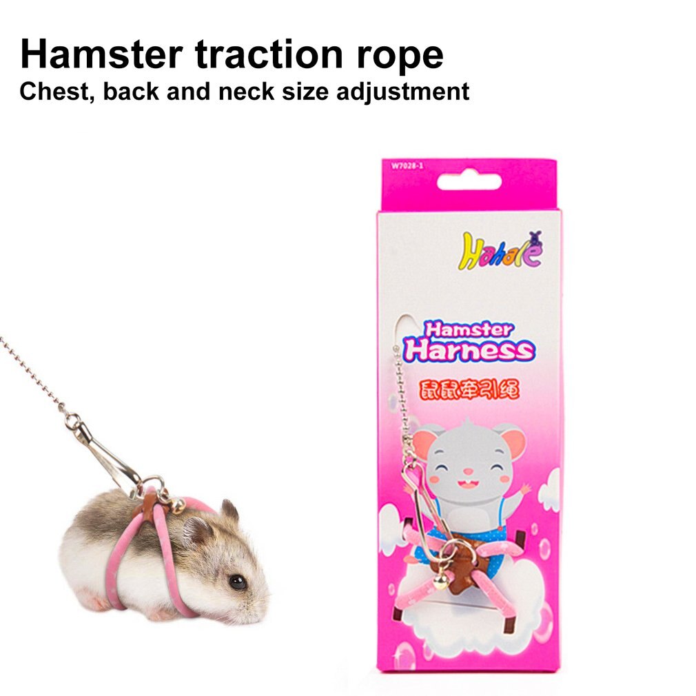 Arnés ajustable para hámster, collares para mascotas, hámster, gerbido, conejillo de indias, cuerda de tracción antimordedura, Collar de correa