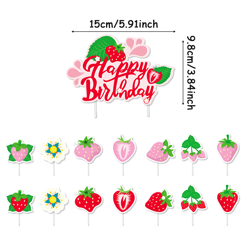 Strawberry Theme Girl's Birthday Party Decoration Disposable Fruit Tableware Tablecloth Balloons Banner Cake Toppers Baby