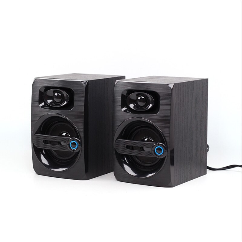Draagbare mini usb bedrade houten combinatie luidspreker 2.0 multimedia computer luidspreker bas stereo muziekspeler subwoofer luidspreker pc: Zwarte houtnerf