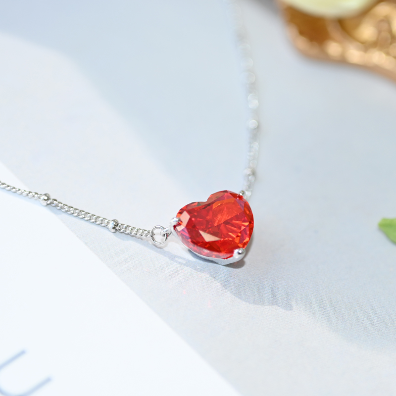 Cosya 100% 925 sterling silber padma rotes herz moissanit anhänger halskette für damen party valentinstag edler schmuck