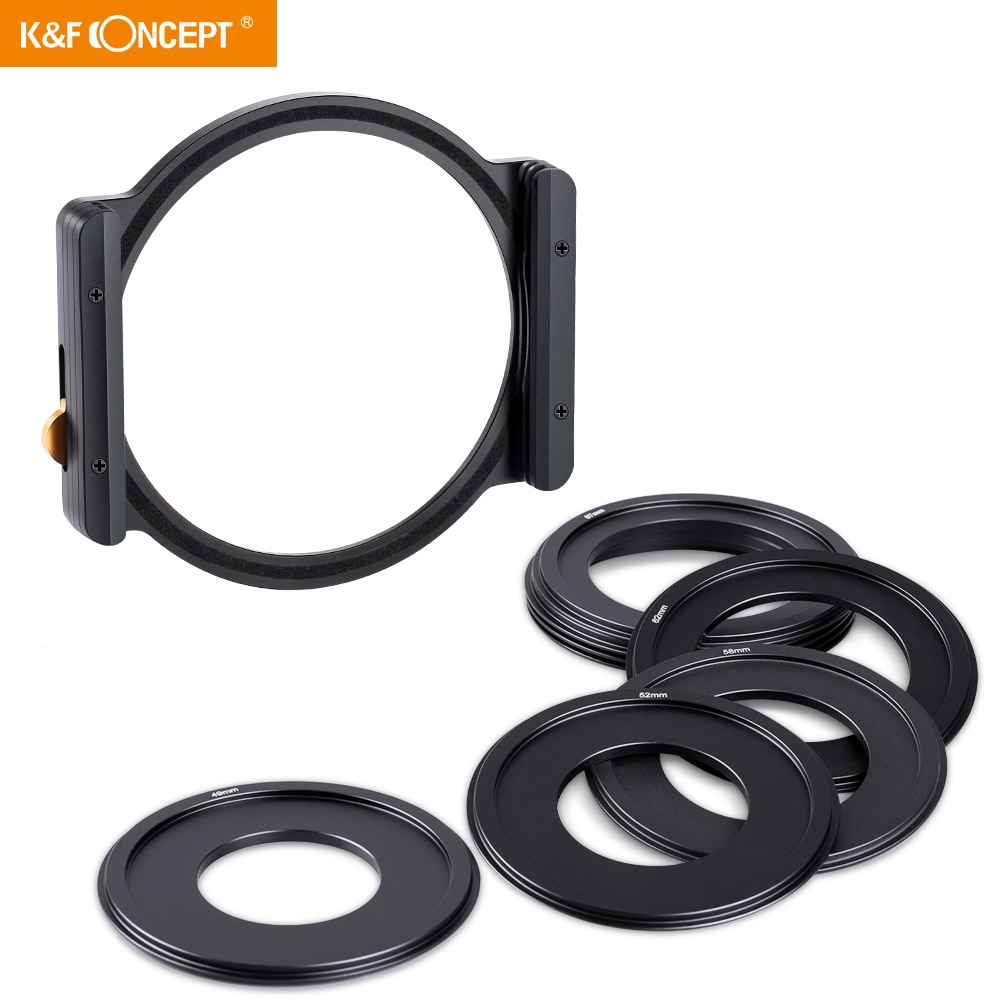 K & F Concept carré filtre support métallique + 8 pièces filtre adaptateur anneaux pour objectif de caméra