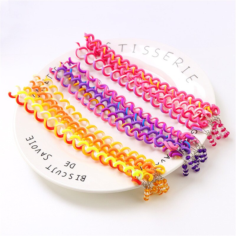 MIXIU 6pcs Girl Elastic Headband Spiral Spin Screw Hairpin Curler Hair Braid Sticker Twisted Styling tool For Kids Girl Woman