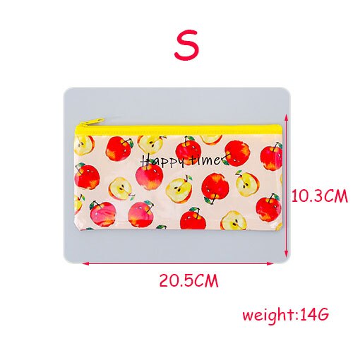 Dessin animé fruits trousse Kawaii grille fermeture éclair fichier sac petit frais étudiant stockage papeterie crayon sac école bureau: S apple