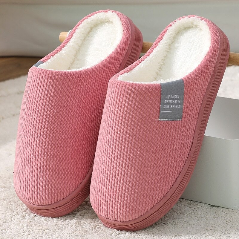 warm herren Hausschuhe Hausschuhe Für Heimat Winter Nicht Unterhose Männlichen Frauen Haus Schuhe Streifen unisex Schlafzimmer Innen Plus größe: rot / 38-39