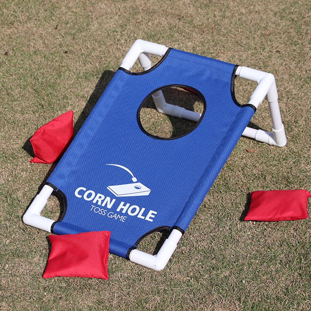 Solid CornHole Toss Game Set and 8 Pieces Cornhole Bean Bag Pouch Toss Toy for Family Parties Kindergarten