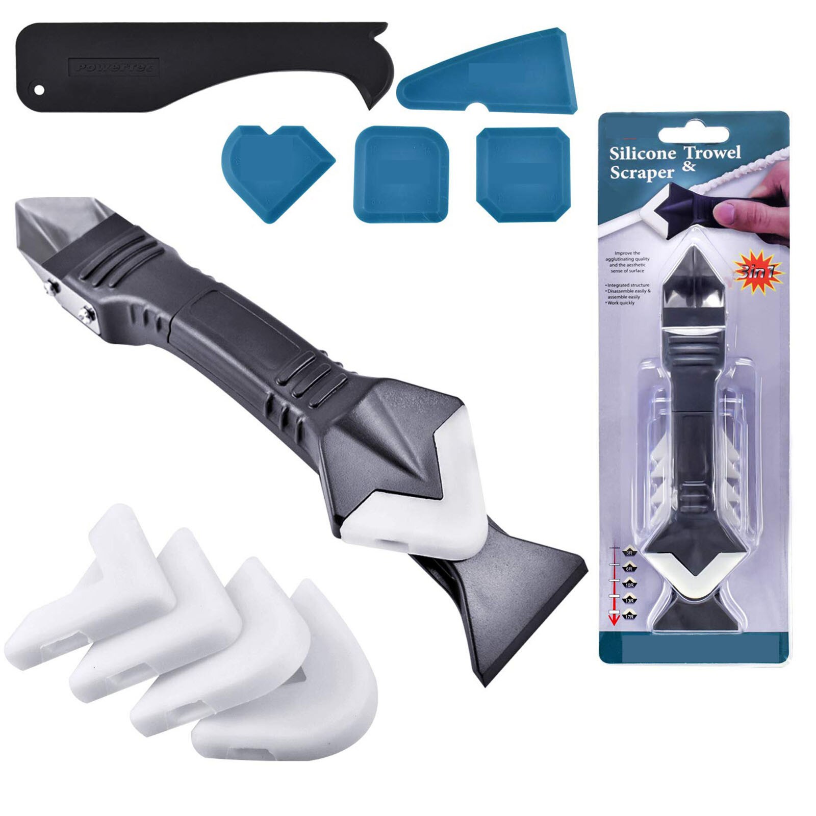 Caulk Remover Tile Grout Cleaner Plaster Trowel Trowel Finisher Stainless Steel Double Ended Blade Scraper Sealant Smoother: B